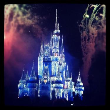 Christmas lights on Cinderella Castle