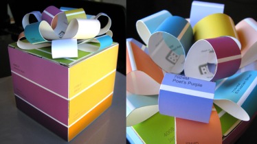 Paint chip gift box and bow
