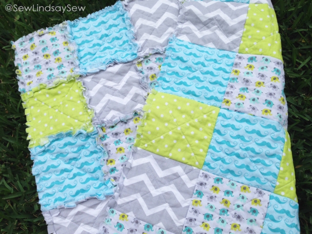 On the Sew Lindsay Sew blog: Mustache and Elephant Rag Quilt